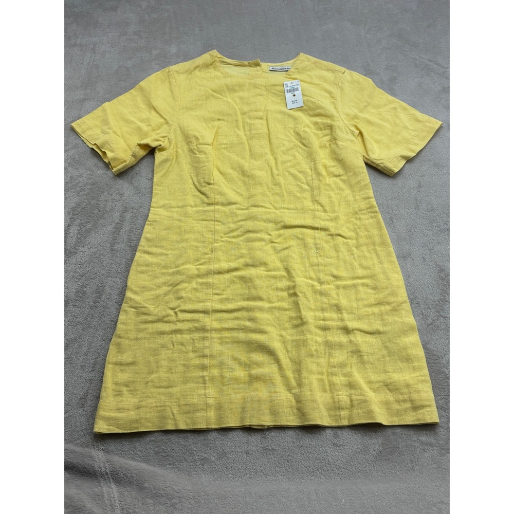 Abercrombie & Fitch Mini Dress Womens S Yellow Linen Blend Short Sleeve Preppy